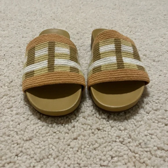 Madewell Kaanas Striped Tan‎ and Cream Slides Slip Ons Comfy Sandals - Picture 3 of 9